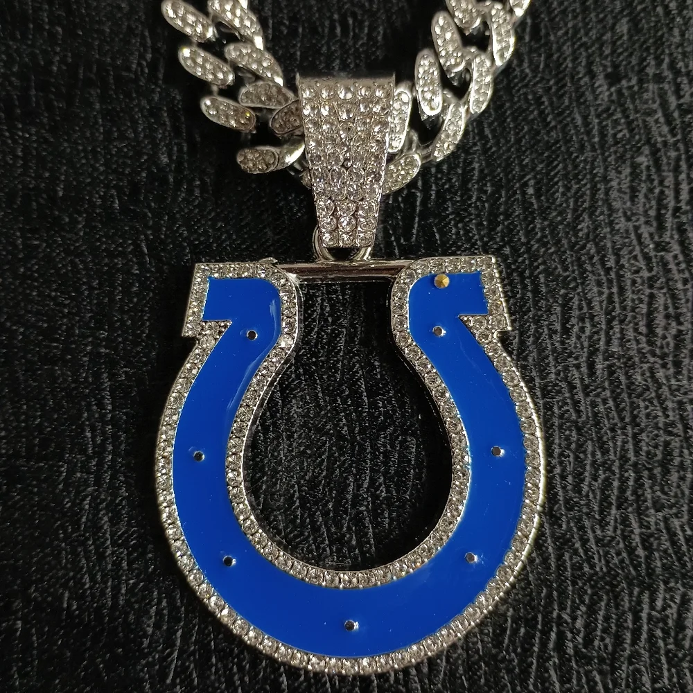 Indianapolis Colts Necklace Pendant Cuban Chain Link NFL Football Jewelry